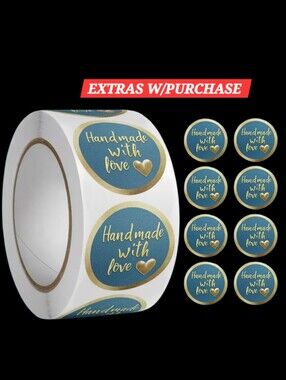 500ct. 'Handmade with Love' Teal & Gold Bonus: 3 Random Polymailers